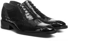 Uomo GUIDOMAGGI Cerimonia | Stringate>Black Lake - Scarpe Classiche eleganti da uomo con rialzo in Pelle Vernice da 6 a 8 cm