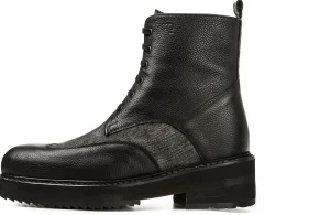 Uomo GUIDOMAGGI Stivali Da 12 A 15 Cm>Calgary -Stivali scarpe con rialzo in Mix Pelle/Tessuto Da 10 cm a 15 cm più alto