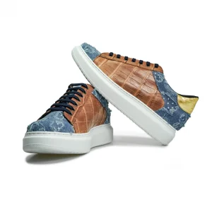 Uomo GUIDOMAGGI Scarpe In Pelle Esotica | Sneakers>Chandler - sneakers con rialzo in Mix Pelle/Tessuto da 6 a 8 cm più alto