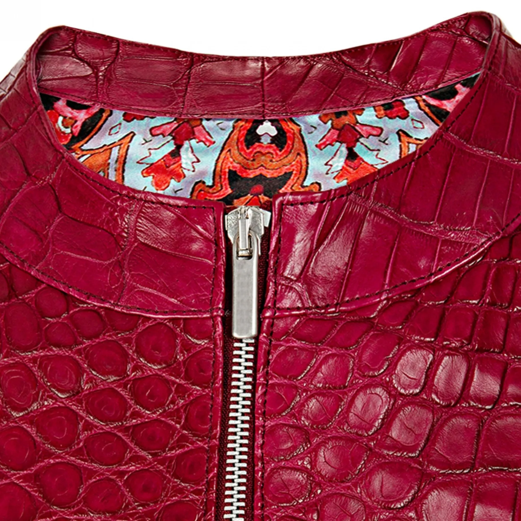 heritage_giubbino_stile_b_2.webp GUIDOMAGGI Giacche In Pelle Esotica>Heritage -Giubbino stile Biker in Pelle di coccodrillo rosso