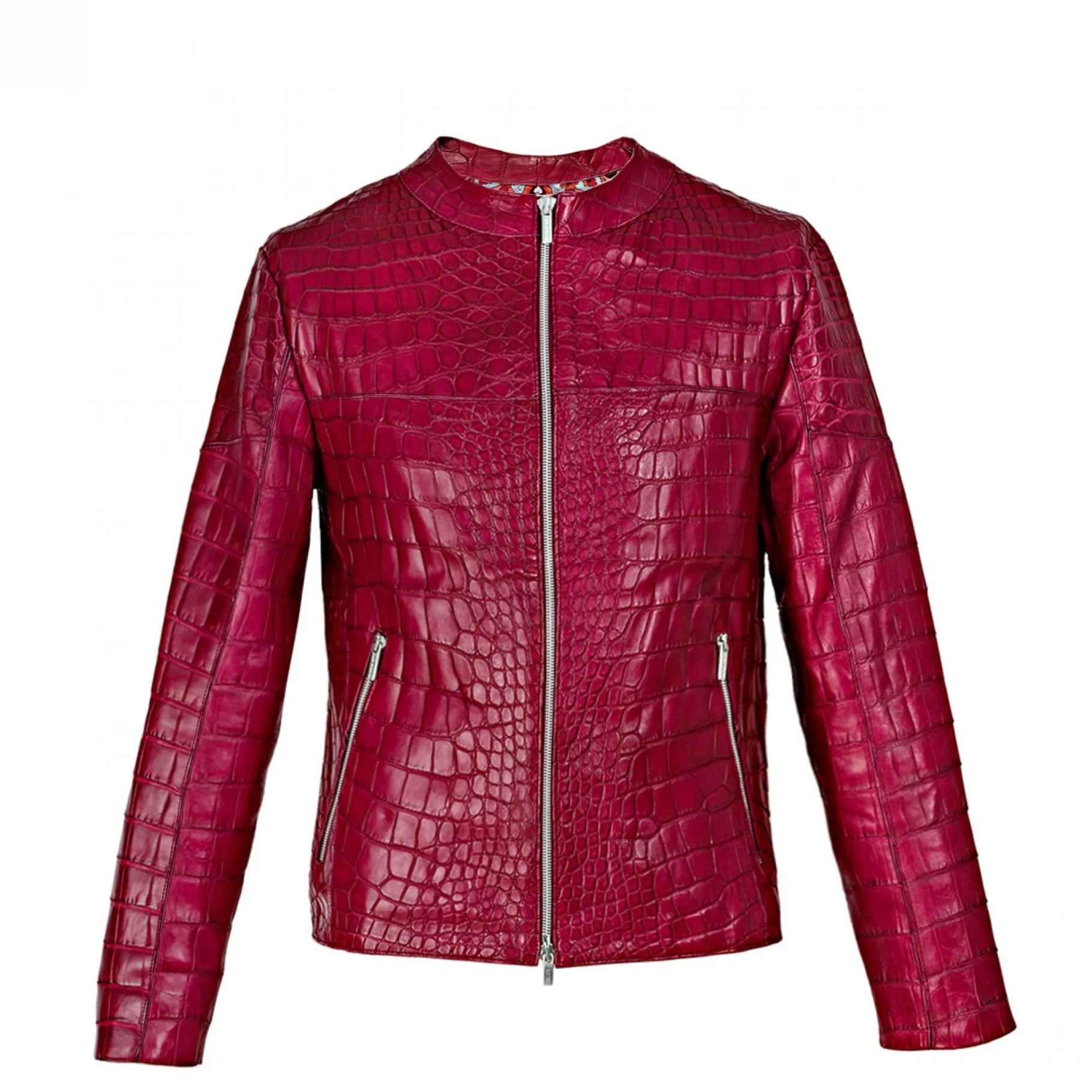 heritage_giubbino_stile_b_4.webp GUIDOMAGGI Giacche In Pelle Esotica>Heritage -Giubbino stile Biker in Pelle di coccodrillo rosso