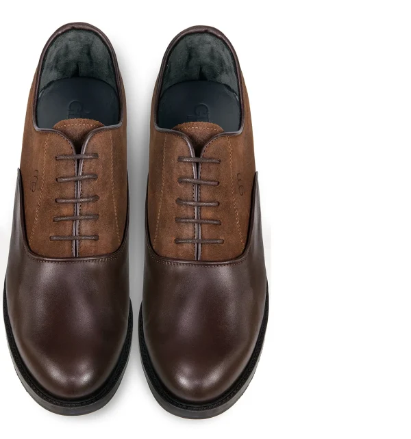 Uomo GUIDOMAGGI Cucitura Goodyear | Stringate>Imola -classica Oxford con rialzo personalizzabile in pelle marronefino a 8 cm più alto