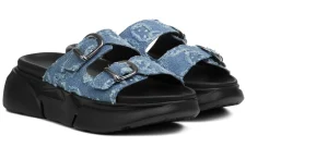 Uomo GUIDOMAGGI Sandali>Mosquito Bay - Sandalo con rialzo in Tessuto di Jeans fino a 6 cm più alto