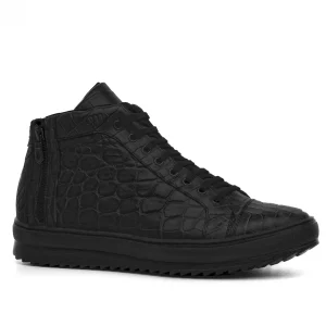Uomo GUIDOMAGGI Scarpe In Pelle Esotica | Sneakers>Pasadena   -   Sneakers Rialzanti in pelle di Coccodrillo. Fino a 7 CM più Alto