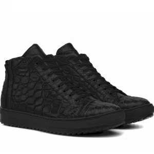 Uomo GUIDOMAGGI Scarpe In Pelle Esotica | Sneakers>Pasadena   -   Sneakers Rialzanti in pelle di Coccodrillo. Fino a 7 CM più Alto