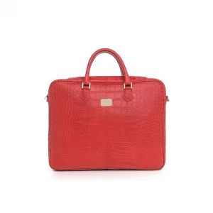 GUIDOMAGGI Borse & Zaini>Red Erik - borsa 24 ore  in Pelle di Coccodrillo Hermès Rossa realizzata a Mano