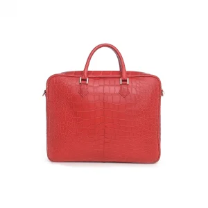 GUIDOMAGGI Borse & Zaini>Red Erik - borsa 24 ore  in Pelle di Coccodrillo Hermès Rossa realizzata a Mano