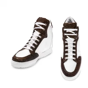 Uomo GUIDOMAGGI Scarpe In Pelle Esotica | Sneakers>Sri Lanka - sneakers rialzanti in Mix Pelle/Tessuto Da 6 a 10 cm più alto
