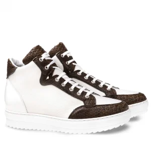 Uomo GUIDOMAGGI Scarpe In Pelle Esotica | Sneakers>Sri Lanka -  sneakers rialzanti in Mix Pelle/Tessuto Da 6 a 10 cm più alto