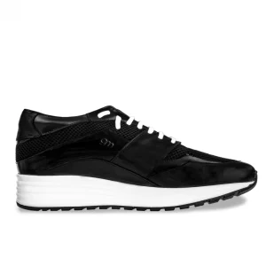 Uomo GUIDOMAGGI Sneakers>Varenne Black -  sneakers rialzanti in Mix Pelle/Tessuto Da 6 a 10 cm più alto