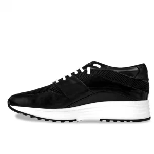 Uomo GUIDOMAGGI Sneakers>Varenne Black - sneakers rialzanti in Mix Pelle/Tessuto Da 6 a 10 cm più alto