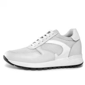 Uomo GUIDOMAGGI Sneakers>White Sand - sneakers con rialzo in Mix Pelle/Tessuto Da 6 a 8 cm più alto
