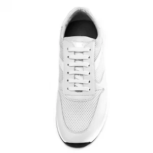 Uomo GUIDOMAGGI Sneakers>White Sand - sneakers con rialzo in Mix Pelle/Tessuto Da 6 a 8 cm più alto