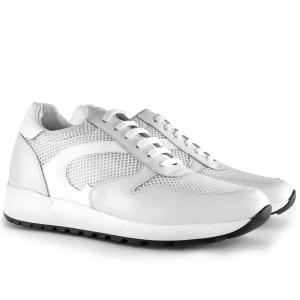 Uomo GUIDOMAGGI Sneakers>White Sand - sneakers con rialzo in Mix Pelle/Tessuto Da 6 a 8 cm più alto