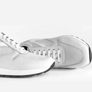 Uomo GUIDOMAGGI Sneakers>White Sand - sneakers con rialzo in Mix Pelle/Tessuto Da 6 a 8 cm più alto